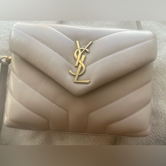 YSL Toy Lou Lou Saint Laurent Dark Beige Quilted Crossbody Bag - Picture 3 of 6